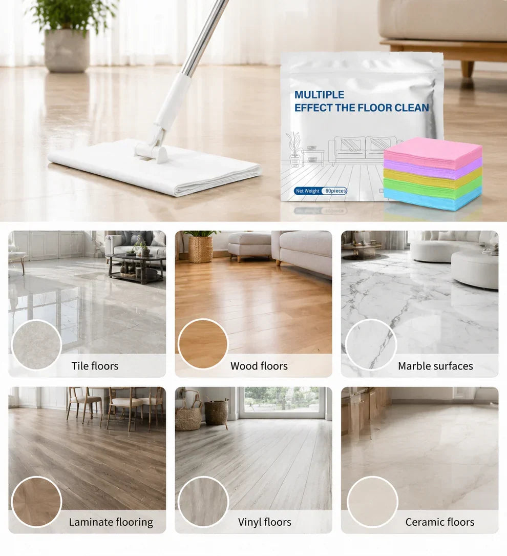 Multi-Surface Disposable Floor Cleaning Cloths – 60-Piece Pack