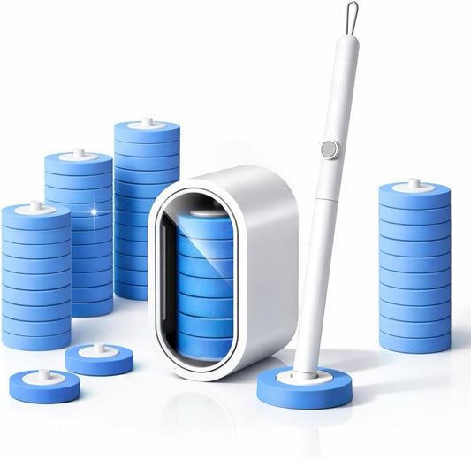 Disposable Toilet Brush Set – with Built-In Cleaner & 24 Refills